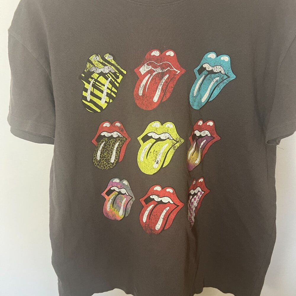 Rolling Stones Graphic Tee Shirt Multicolor Tongue Print Size L